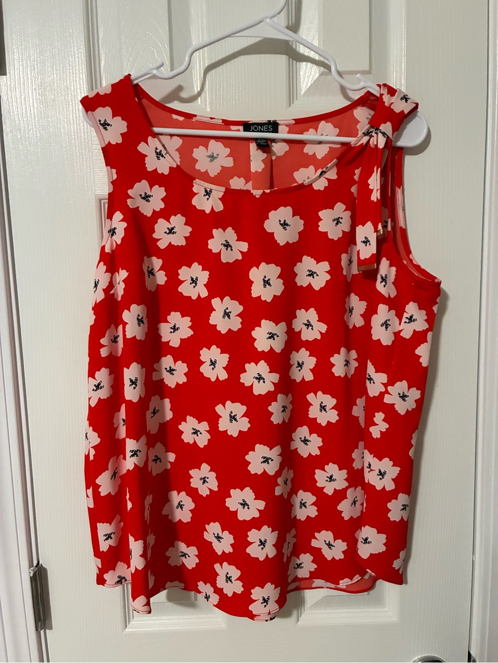 Jones New York Red Floral Tie-Shoulder Camisole
